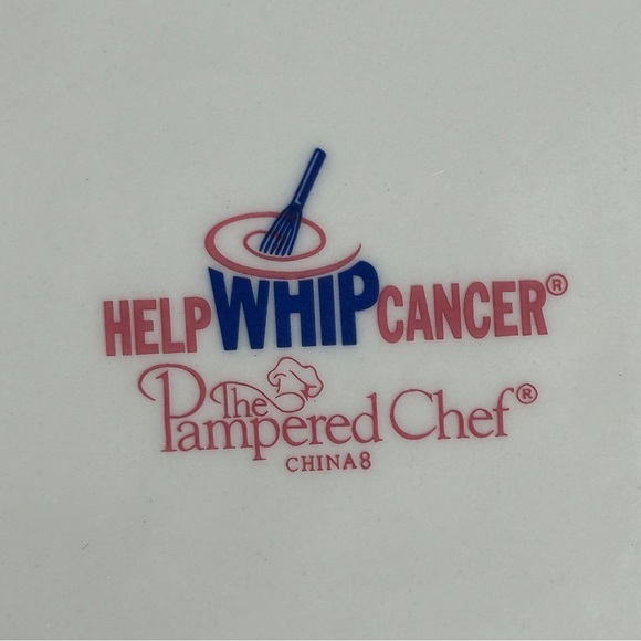 Pampered Chef Whip Cancer Pink Polka Dot Plates Set of 2 - Picture 4 of 8